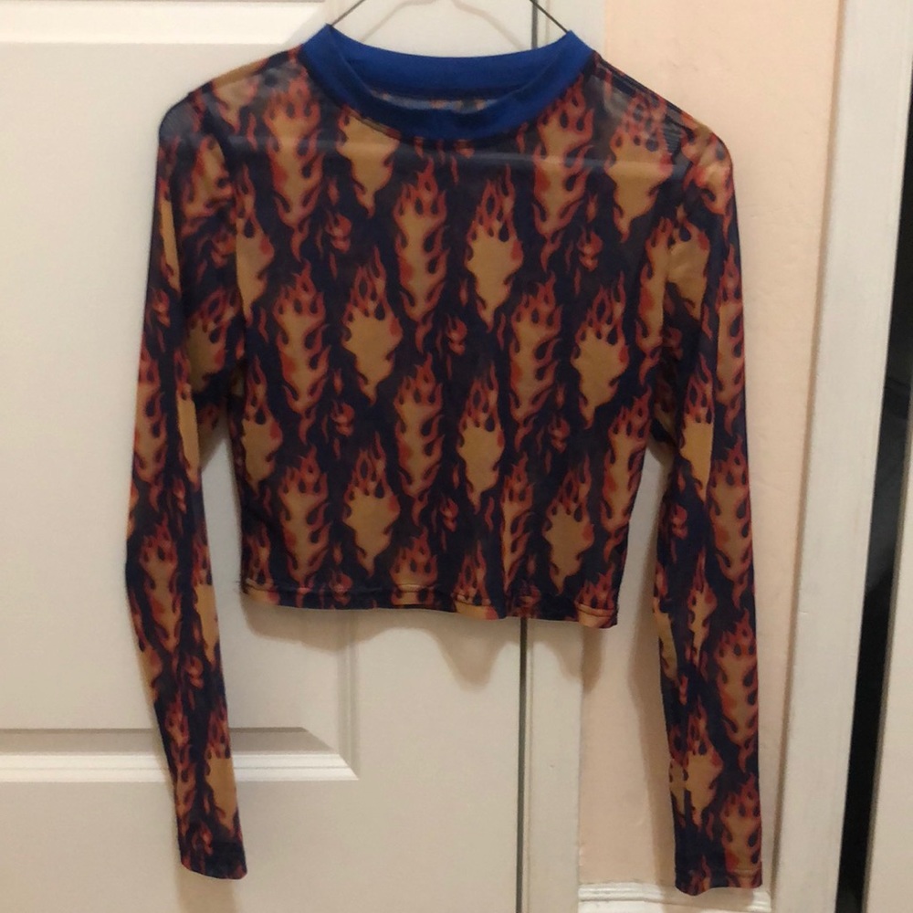mesh shirt with flames